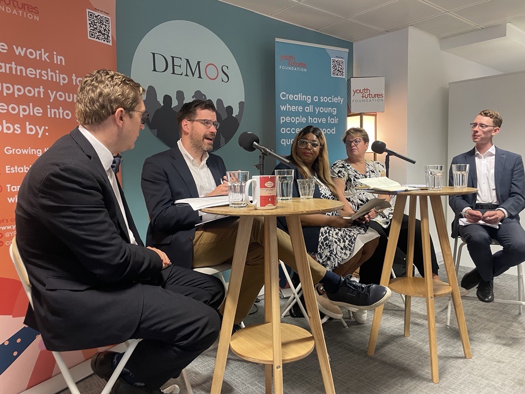 Youth Futures Foundation CEO Barry Fletcher speaks on panel at DEMOS event.