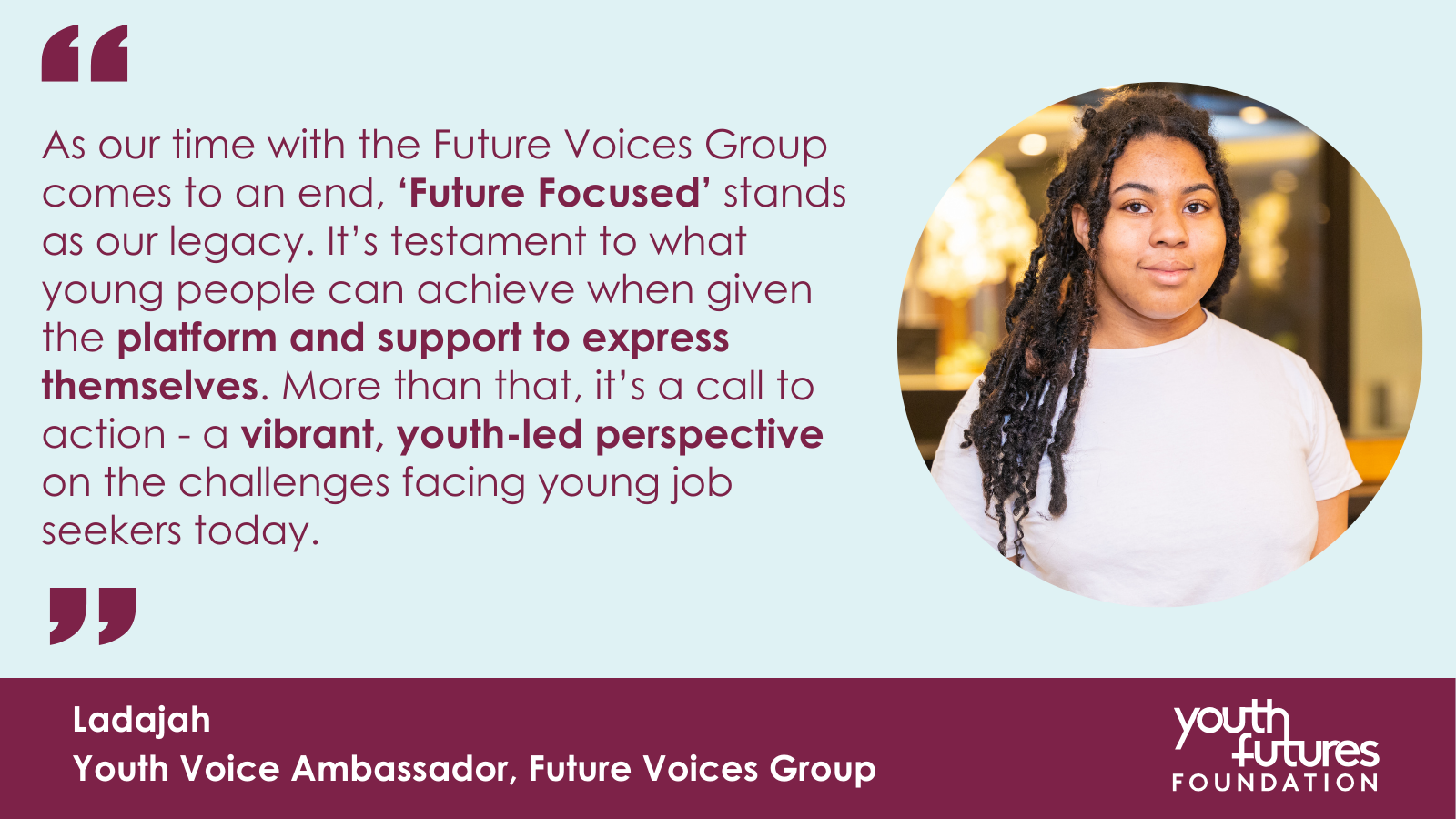 Ladajah, Youth Vocie Ambassador, discusses the thought process behind the group's final creative project